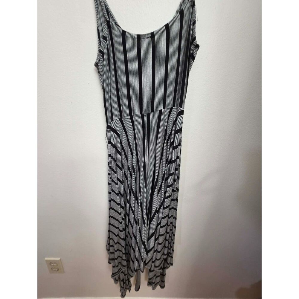 Alya Black & White Striped Handkerchief Hem Dress